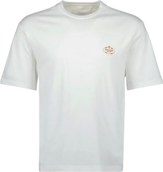 Prada T-Shirts, male, White, Size: L Logo T-shirt