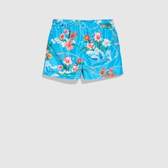 Gucci Printed Nylon Swim Shorts, Size 44 IT, Blue, Ready-to-wear
