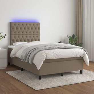 vidaXL Vidaxl - Cama Box Spring Con Colch&oacute;n Y Led Tela Gris Taupe 120x200 Cm