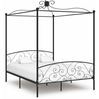 vidaXL Letto a Baldacchino Nero in Metallo 180x200 cm - Vidaxl