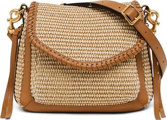 Aim&eacute;e All for Love Leather Mini Crossbody Bag in Raffia Latte at Nordstrom