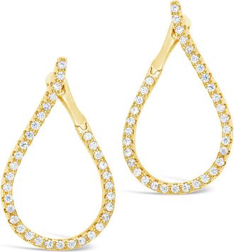 Sterling Forever 14K Gold Plated Brass CZ Studded Drop Earrings at Nordstrom Rack