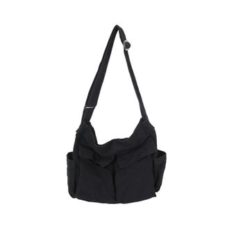 Generic Stylish Sling Bag Canvas Messenger Perfect For Casual Travel Everyday Use Multi Pocket Shoulder(Black)