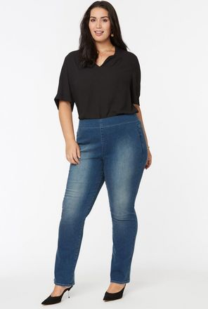 NYDJ Clean Enchantment Jeans Womens Blue Denim Pull-On Straight Leg DDR656