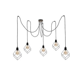 Netlighting Ruben Cluster Pendant Ceiling Light Wood 5x E27 in Brown