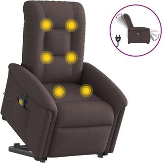 vidaXL Vidaxl - Sill&oacute;n Masaje El&eacute;ctrico Reclinable Elevable Tela Marr&oacute;n Oscuro