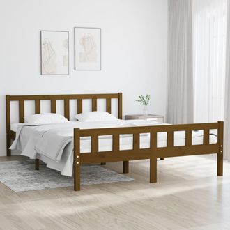 vidaXL Vidaxl - Estructura De Cama Doble Sin Colch&oacute;n Madera Maciza Marr&oacute;n Miel