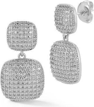 Glaze Jewelry Pav&eacute; Cubic Zirconia Cushion Drop Earrings in Silver at Nordstrom Rack