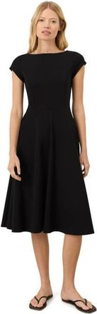 Pact Fit & Flare Ballet Neck Dress Made With Organic Cotton in Black at Nordstrom, Size Xx-Large