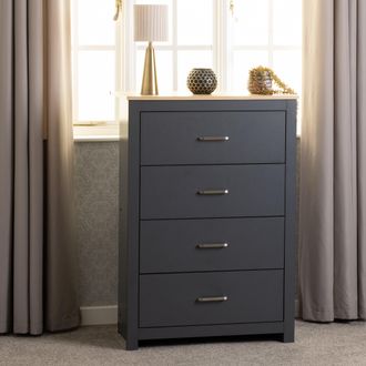 Seconique Portland 4 Drawer Chest in Grey