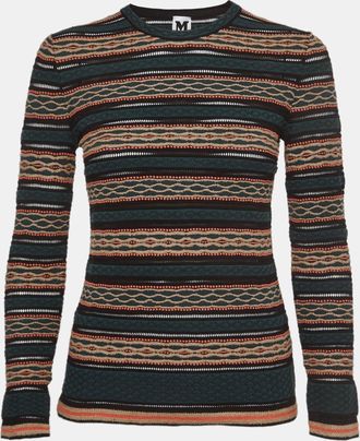 M Missoni Green Patterned Knit Long Sleeve Sweater Top