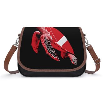 Generic Sea Turtle Scuba Dive Flag Crossbody Bags for Women Shoulder Messenger Bag Purse Handbags