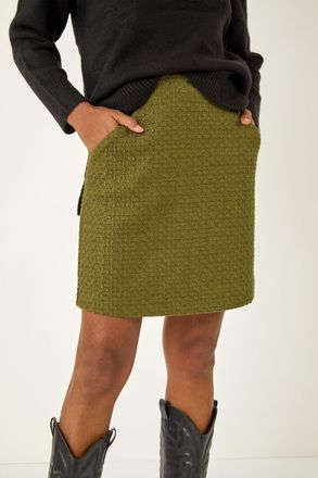 Roman Boucle Textured A-Line Skirt