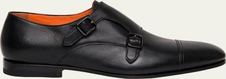 Santoni Mens Levante Double Monk Strap Loafers