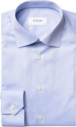 Eton Lichtblauw Signature Twill Business Overhemd - Heren - Zakelijke Overhemden - Blauw - M - Overhemden
