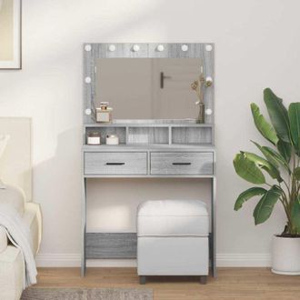 vidaXL Tavolo da Toeletta con cassetto Grigio Sonoma 79 x 41 x 135 cm - Vidaxl
