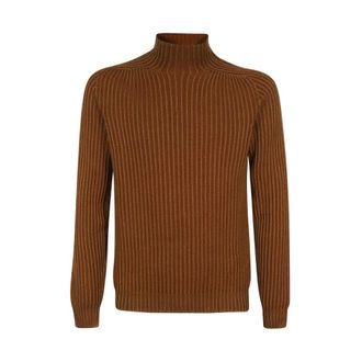 Dondup Turtlenecks, male, Brown, Size: XL Ribbed Wool Turtleneck Sweater
