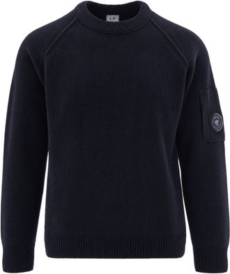 C.P. Company Total Eclipse Chenille Raglan Lens Cotton Sweatshirt