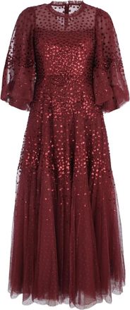 Needle & Thread Scallop sequin-embellishment midi dress - women - Recycled Polyester/Sequin - 18 - Red
