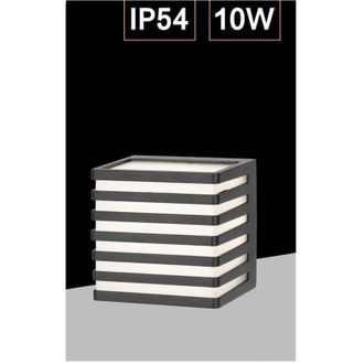 Trade Shop Trade Shop Traesio - Trade Shop - External Muro Led 10w Lampada Decorativa A Strisce Cubo Nero Ip54 B110-n