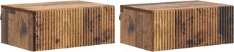 vidaXL Mesita De Noche De Pared 2 Uds. Madera Envejecida Vidaxl