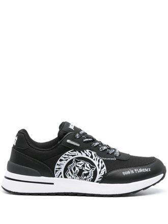 Just Cavalli Tiger Head-print leather sneakers - men - Calf Leather/Fabric/Fabric/Rubber - 41 - Black
