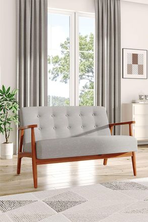H&O Direct Tufted Upholstered Solid Wooden Frame Sofa in Grey