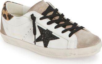 Golden Goose Super Star Sneaker in White/Black/Beige/Leopard at Nordstrom, Size 11Us