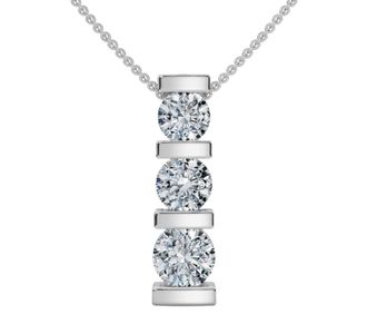 Pompeii3 1ct 3-Stone Diamond Bar Set Pendant 14 Karat White Gold