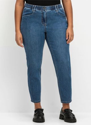 Sheego Stretch-Jeans SHEEGO, Damen, Gr. 40, Normalgr&ouml;ssen, blau (blau denim), 95% Baumwolle, 4% Elastomultiester, 1% Elasthan, unifarben, lang, Jeans Stretch