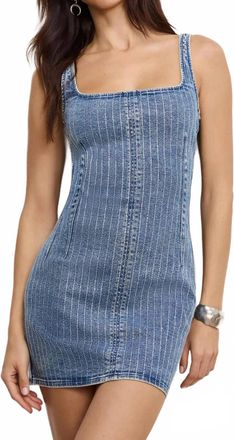 Good American Denim Rhinestone Mini Dress In Indigo
