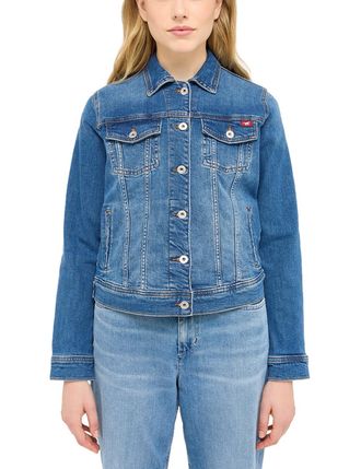 Mustang Outdoorjacke MUSTANG Damen Style Santa Rosa Denim Jacket, Damen, Gr. L, blau (mittelblau), Denim/Jeans, 99% Baumwolle, 1% Elasthan, unifarben, regular