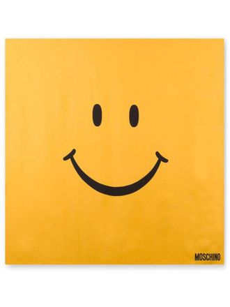 Moschino smiley-print scarf - women - Silk - One Size - Yellow