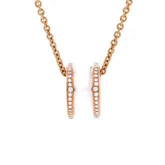 Bulgari B. Zero1 Pendant Necklace 18K Rose Gold and Ceramic with Diamonds