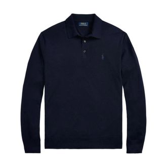 Polo Ralph Lauren Navy Gebreide Trui Lange Mouwen - Heren - Ronde hals truien - Blauw - L - Wol - Truien & Vesten