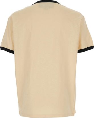 Valentino Mens Crew Neck T-Shirt Beige Cotton T-Shirts And Polos