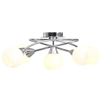 Berkfield Home Ceiling Lamp with Ceramic Shades for 5 E14 Bulbs White Bowl
