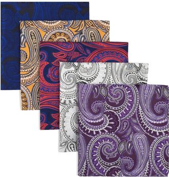 Shlax & Wing Shlax&Wing 5 Pieces Assorted Mens Pocket Square Handkerchiefs Set Lot
