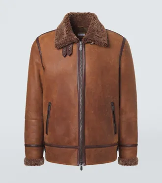Brunello Cucinelli Shearling-lined leather jacket