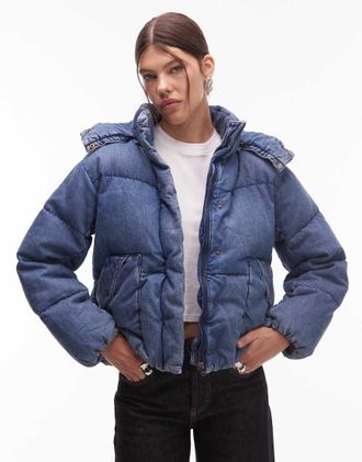 Levi's Piumino blu in denim stile western taglio corto