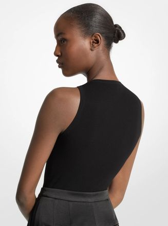 Michael Kors Ribbed Stretch Viscose Tank Top Bodysuit