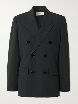 Ami Blazer Doppiopetto Oversize In Lana - Nero