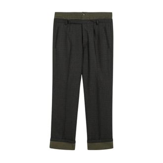 Prada Straight Trousers, male, Gray, Size: XL Wool Pants with Cotton Details