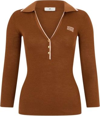 Elisabetta Franchi Truien & Vesten, Dames, Bruin, S, Wol, Mk 17B66E2 Polo