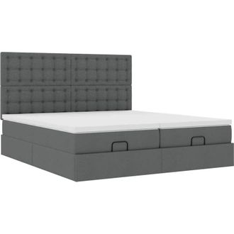 vidaXL Estructura Cama Otomana Colchones Tela Gris Oscuro 160x200 Cm Vidaxl
