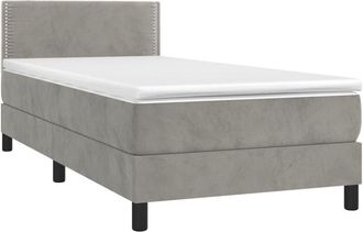 vidaXL Vidaxl - Cama Box Spring Colch&oacute;n Y Led Terciopelo Gris Claro 100x200 Cm