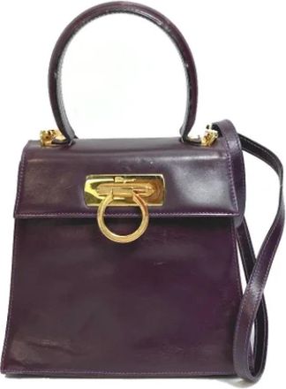 Ferragamo Tweedehands leren handtassen - Dames - Vintage Handtas - Paars - ONE Size - Leer - Vintage
