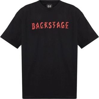 44 Label Group Tops, Heren, Zwart, S, Katoen, Zwart Logo Print Crew Neck T-shirt