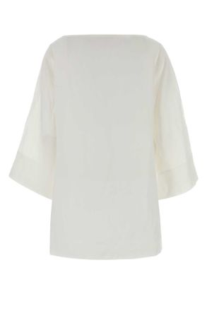 The Row Womens White Linen Junia Blouse Exterior: Maglie Sweater