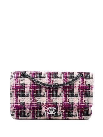 Chanel 2004-2005 Medium Classic Tweed Double Flap shoulder bag - women - Fabric/Calf Leather/Leather - One Size - Pink